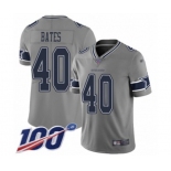 Youth Dallas Cowboys #40 Bill Bates Limited Gray Inverted Legend 100th Season Football Jersey