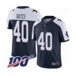 Youth Dallas Cowboys #40 Bill Bates Navy Blue Throwback Alternate Vapor Untouchable Limited Player 100th Season Football Jersey