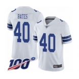 Youth Dallas Cowboys #40 Bill Bates White Vapor Untouchable Limited Player 100th Season Football Jersey