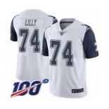 Youth Dallas Cowboys #74 Bob Lilly Limited White Rush Vapor Untouchable 100th Season Football Jersey