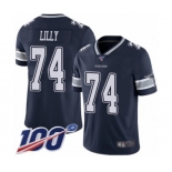 Youth Dallas Cowboys #74 Bob Lilly Navy Blue Team Color Vapor Untouchable Limited Player 100th Season Football Jersey