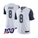 Youth Dallas Cowboys #8 Troy Aikman Limited White Rush Vapor Untouchable 100th Season Football Jersey