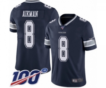 Youth Dallas Cowboys #8 Troy Aikman Navy Blue Team Color Vapor Untouchable Limited Player 100th Season Football Jersey