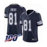 Youth Dallas Cowboys #81 Terrell Owens Navy Blue Team Color Vapor Untouchable Limited Player 100th Season Football Jersey