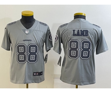 Youth Dallas Cowboys #88 CeeDee Lamb Grey Atmosphere Fashion 2022 Vapor Untouchable Stitched Nike Limited Jersey