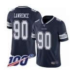 Youth Dallas Cowboys #90 DeMarcus Lawrence Navy Blue Team Color Vapor Untouchable Limited Player 100th Season Football Jersey