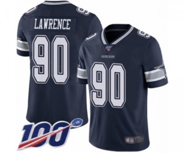 Youth Dallas Cowboys #90 DeMarcus Lawrence Navy Blue Team Color Vapor Untouchable Limited Player 100th Season Football Jersey