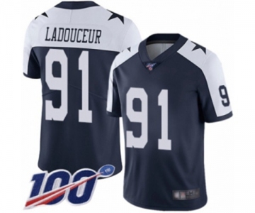 Youth Dallas Cowboys #91 L. P. Ladouceur Navy Blue Throwback Alternate Vapor Untouchable Limited Player 100th Season Football Jersey