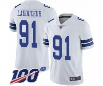 Youth Dallas Cowboys #91 L. P. Ladouceur White Vapor Untouchable Limited Player 100th Season Football Jersey