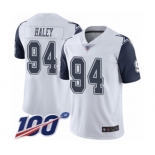 Youth Dallas Cowboys #94 Charles Haley Limited White Rush Vapor Untouchable 100th Season Football Jersey