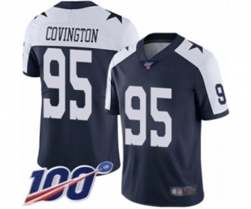 Youth Dallas Cowboys #95 Christian Covington Navy Blue Throwback Alternate Vapor Untouchable Limited Player 100th Season Football Jersey