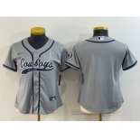 Youth Dallas Cowboys Blank Gray With Patch Cool Base Stitched Baseball Jersey