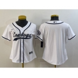 Youth Dallas Cowboys Blank White With Patch Cool Base Stitched Baseball Jersey