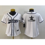 Youth Dallas Cowboys White Team Big Logo With Patch Cool Base Stitched Baseball Jersey