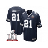 Youth Nike Dallas Cowboys #21 Ezekiel Elliott Elite Navy Blue Team Color Super Bowl LI NFL Jersey