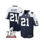 Youth Nike Dallas Cowboys #21 Ezekiel Elliott Elite Navy Blue Throwback Alternate Super Bowl LI NFL Jersey