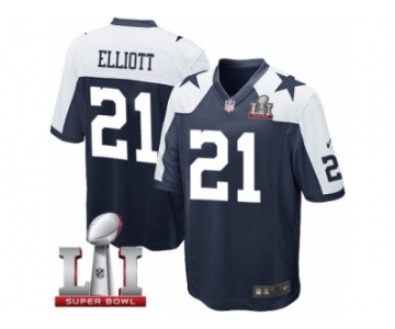 Youth Nike Dallas Cowboys #21 Ezekiel Elliott Elite Navy Blue Throwback Alternate Super Bowl LI NFL Jersey