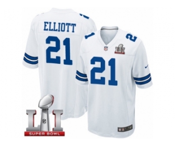 Youth Nike Dallas Cowboys #21 Ezekiel Elliott Elite White Super Bowl LI NFL Jersey