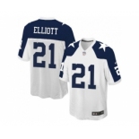 Youth Nike Dallas Cowboys #21 Ezekiel Elliott White Thanksgiving Stitched NFL Throwback Jersey[Elliott]