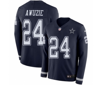 Youth Nike Dallas Cowboys #24 Chidobe Awuzie Limited Navy Blue Therma Long Sleeve NFL Jersey