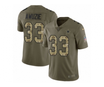 Youth Nike Dallas Cowboys #33 Chidobe Awuzie Limited Olive Camo 2017 Salute to Service NFL Jersey