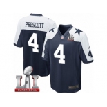 Youth Nike Dallas Cowboys #4 Dak Prescott Elite Navy Blue Throwback Alternate Super Bowl LI NFL Jersey