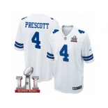 Youth Nike Dallas Cowboys #4 Dak Prescott Elite White Super Bowl LI NFL Jersey