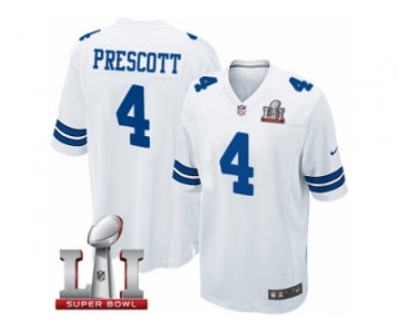 Youth Nike Dallas Cowboys #4 Dak Prescott Elite White Super Bowl LI NFL Jersey