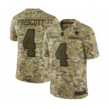 Youth Nike Dallas Cowboys #4 Dak Prescott Limited Camo 2018 Salute to Service NFL Jersey