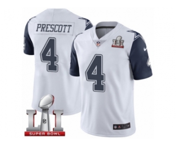 Youth Nike Dallas Cowboys #4 Dak Prescott Limited White Rush Super Bowl LI NFL Jersey