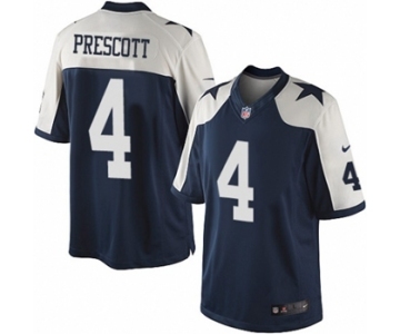 Youth Nike Dallas Cowboys #4 Dak Prescott Navy Blue Throwback Alternate NFL Jersey