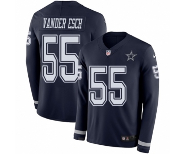 Youth Nike Dallas Cowboys #55 Leighton Vander Esch Limited Navy Blue Therma Long Sleeve NFL Jersey