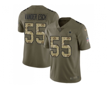 Youth Nike Dallas Cowboys #55 Leighton Vander Esch Olive Camo Stitched NFL Limited 2017 Salute to Service Jersey