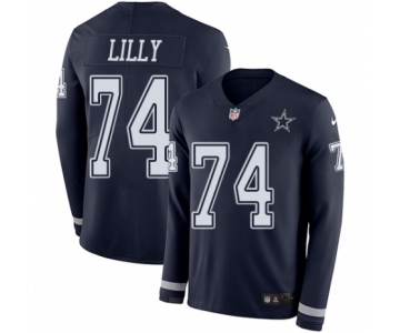 Youth Nike Dallas Cowboys #74 Bob Lilly Limited Navy Blue Therma Long Sleeve NFL Jersey