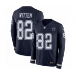 Youth Nike Dallas Cowboys #82 Jason Witten Limited Navy Blue Therma Long Sleeve NFL Jersey