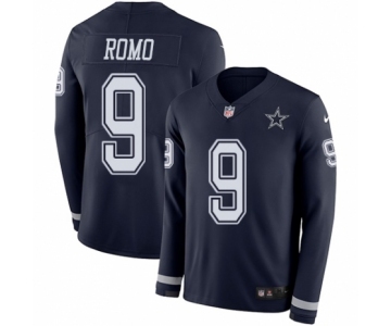 Youth Nike Dallas Cowboys #9 Tony Romo Limited Navy Blue Therma Long Sleeve NFL Jersey