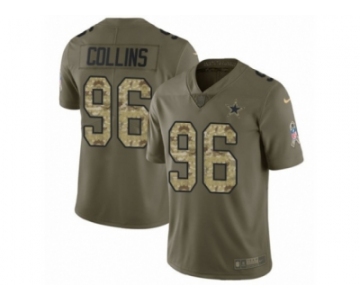 Youth Nike Dallas Cowboys #96 Maliek Collins Limited Olive Camo 2017 Salute to Service NFL Jersey