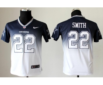 nike youth nfl jerseys dallas cowboys #22 smith blue-white[nike drift fashion][second version]