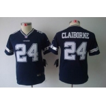 nike youth nfl jerseys dallas cowboys #24 claiborne blue[nike limited]