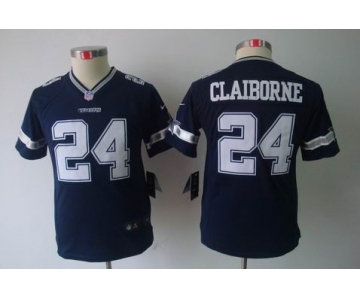 nike youth nfl jerseys dallas cowboys #24 claiborne blue[nike limited]