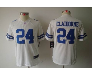 nike youth nfl jerseys dallas cowboys #24 claiborne white[nike limited]