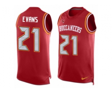 Men's Nike Tampa Bay Buccaneers #21 Justin Evans Limited Red Player Name & Number Tank Top NFL Jersey