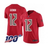 Men's Tampa Bay Buccaneers #12 Chris Godwin Limited Red Rush Vapor Untouchable 100th Season Football Jersey