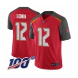 Men's Tampa Bay Buccaneers #12 Chris Godwin Red Team Color Vapor Untouchable Limited Player 100th Season Football Jersey