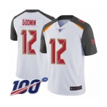 Men's Tampa Bay Buccaneers #12 Chris Godwin White Vapor Untouchable Limited Player 100th Season Football Jersey