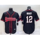 Men's Tampa Bay Buccaneers #12 Tom Brady Black Cool Base Stitched Baseball Jersey