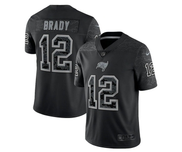 Men's Tampa Bay Buccaneers #12 Tom Brady Black Reflective Limited Stitched Jersey