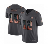 Men's Tampa Bay Buccaneers #12 Tom Brady Limited Black USA Flag 2019 Salute To Service Football Jersey