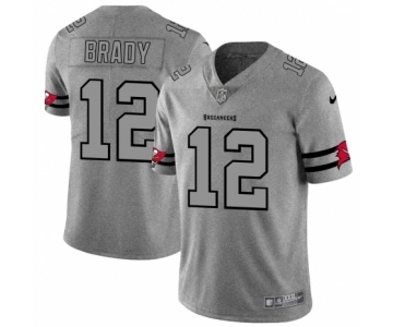 Men's Tampa Bay Buccaneers #12 Tom Brady Limited Gray Team Logo Gridiron Football Jersey