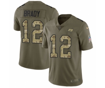 Men's Tampa Bay Buccaneers #12 Tom Brady Limited Olive Camo 2017 Salute to Service Football Jersey